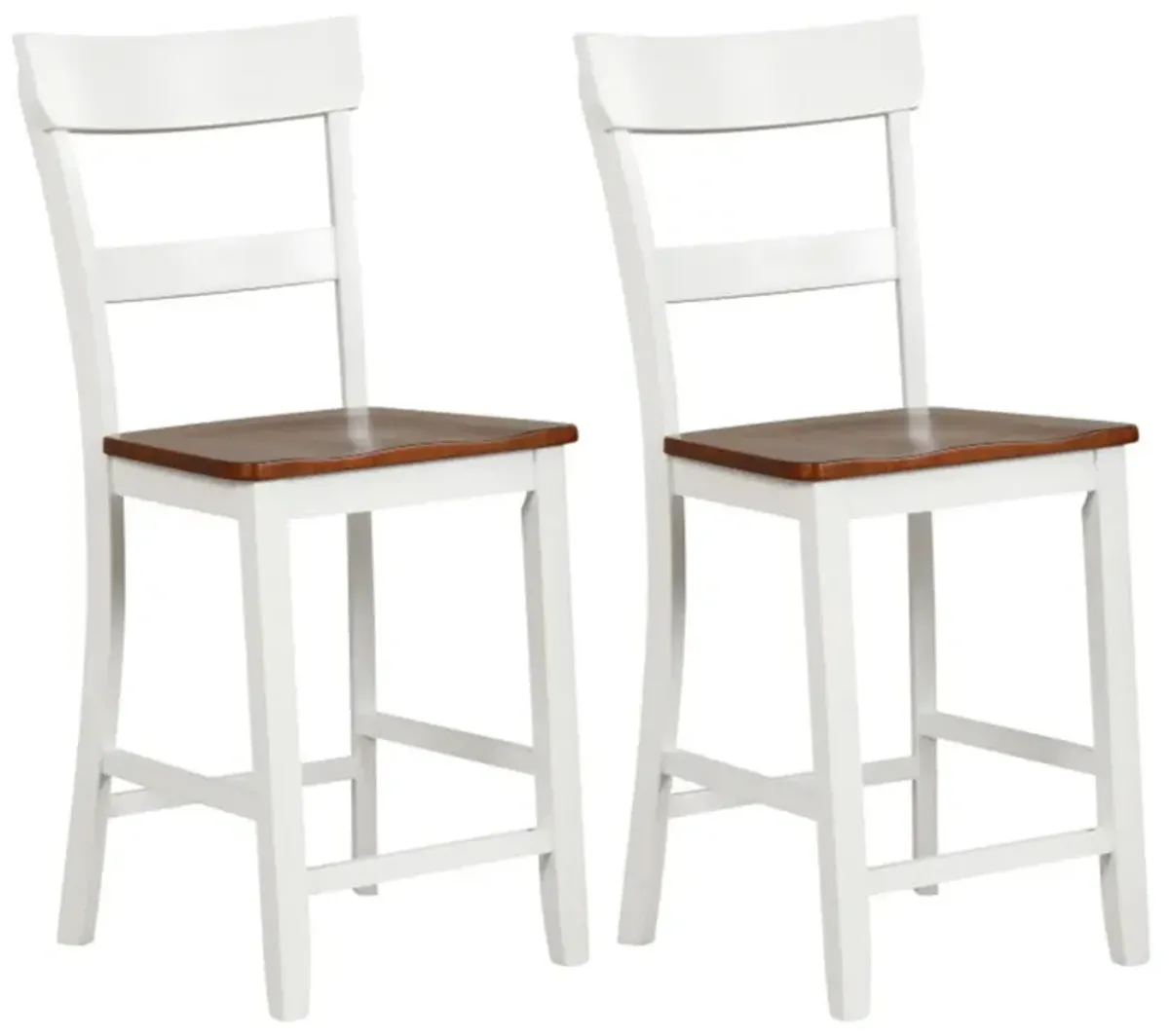 Hivvago Farmhouse Dining Bar Stool Set of 2 with Solid Rubber Wood Frame