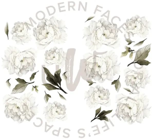 White Peonies Wall Decals