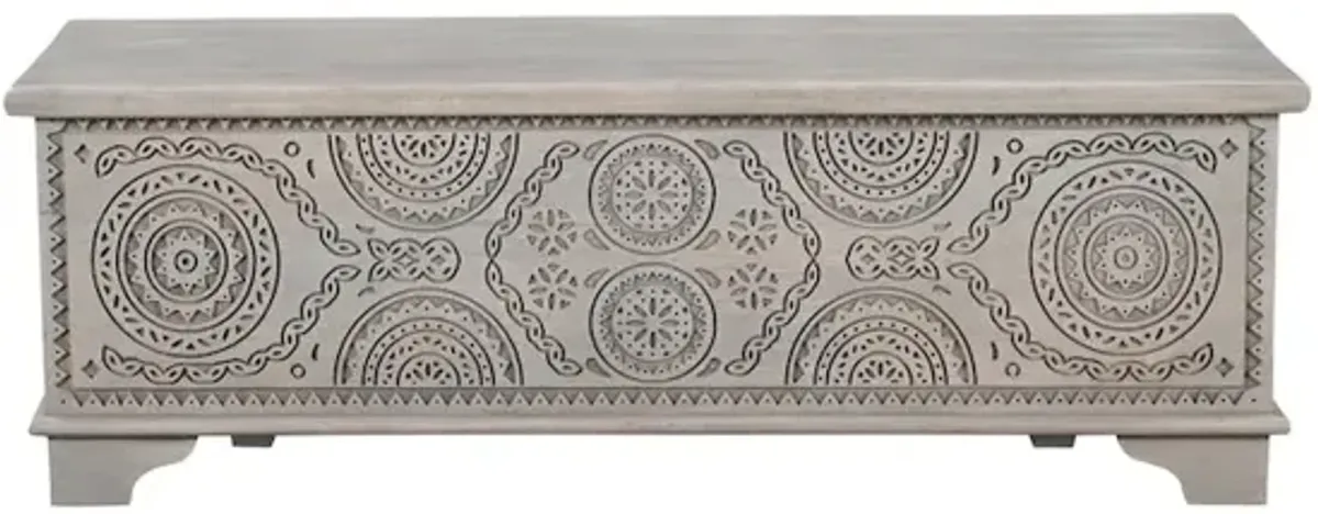 Taran Designs Grayson Carved Solid Wood Storage Ottoman