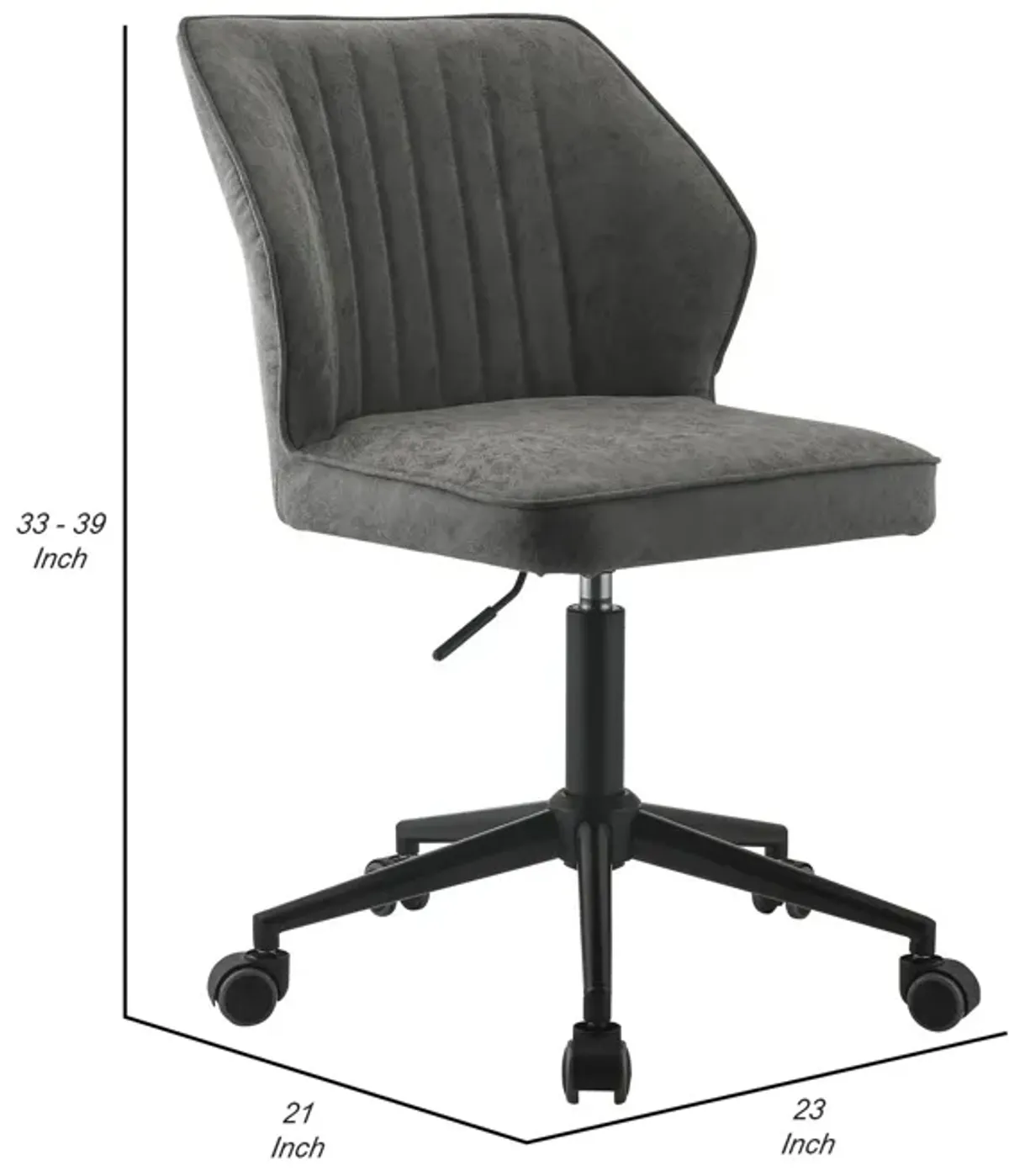 Swivel Office Chair with Stitching Details and Starbase, Gray-Benzara