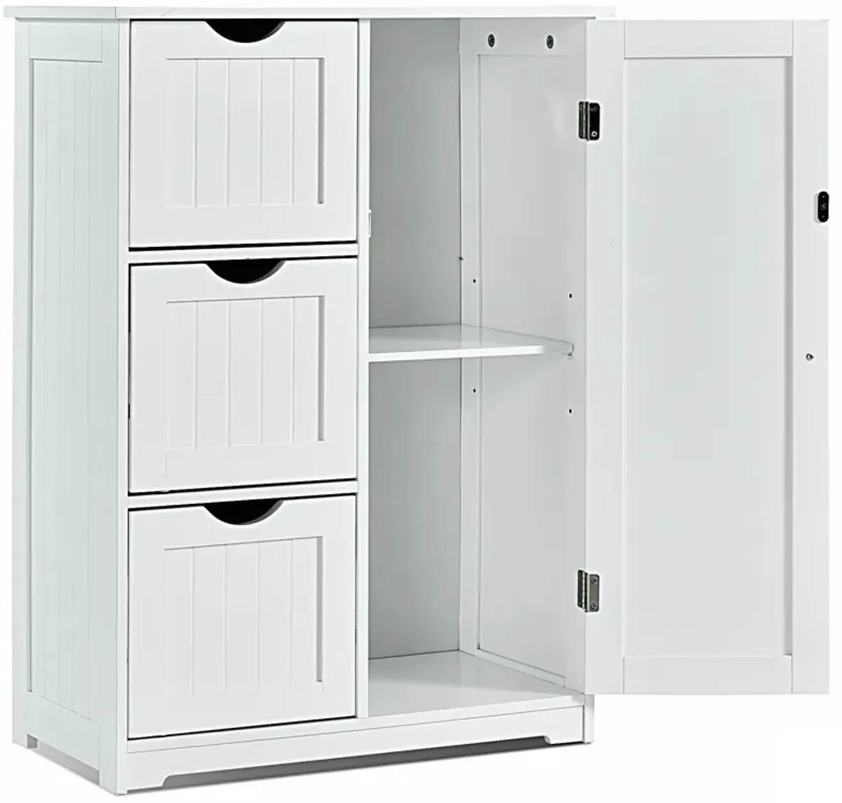 Bathroom Floor Cabinet Side Storage Cabinet with 3 Drawers and 1 Cupboard