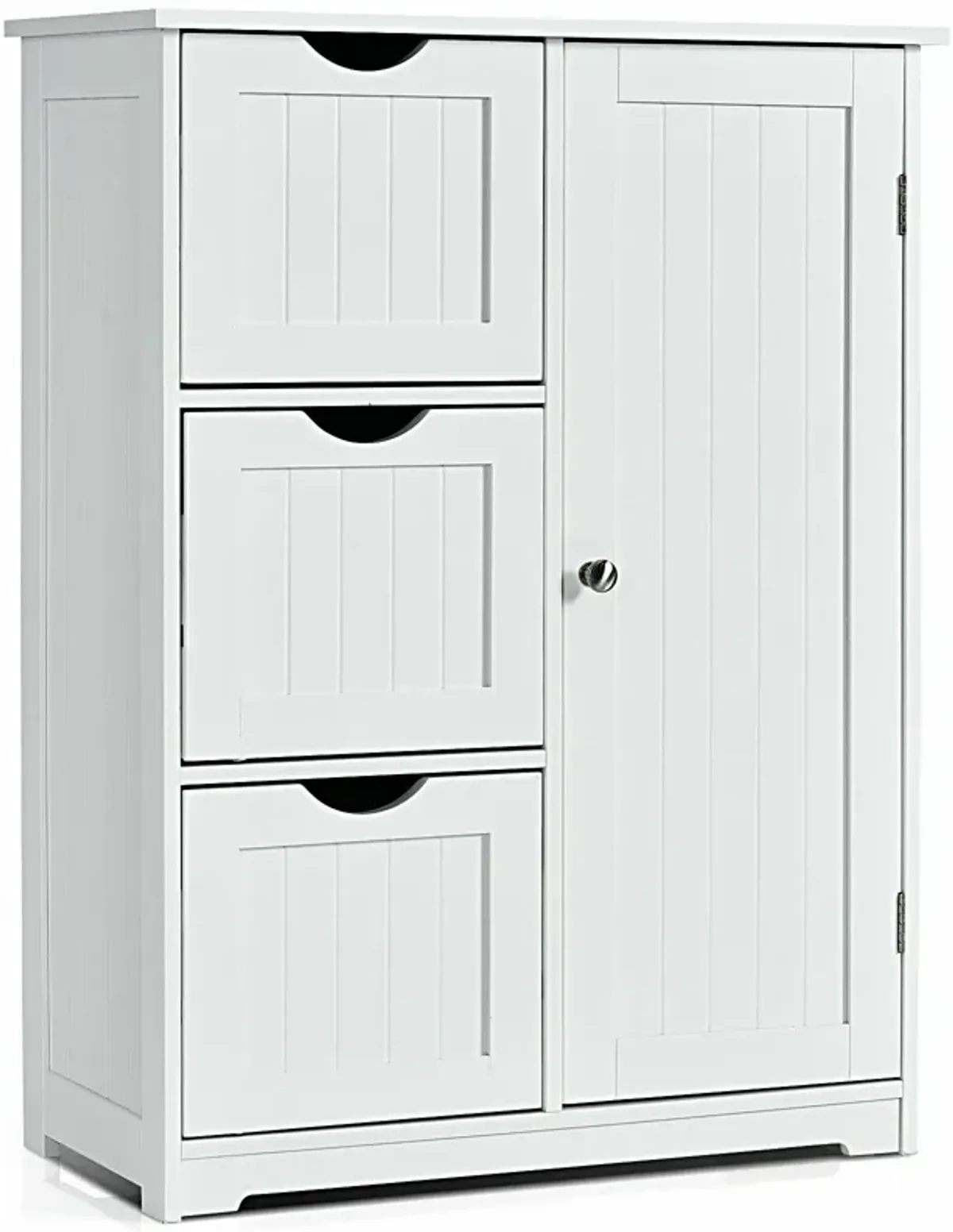 Bathroom Floor Cabinet Side Storage Cabinet with 3 Drawers and 1 Cupboard