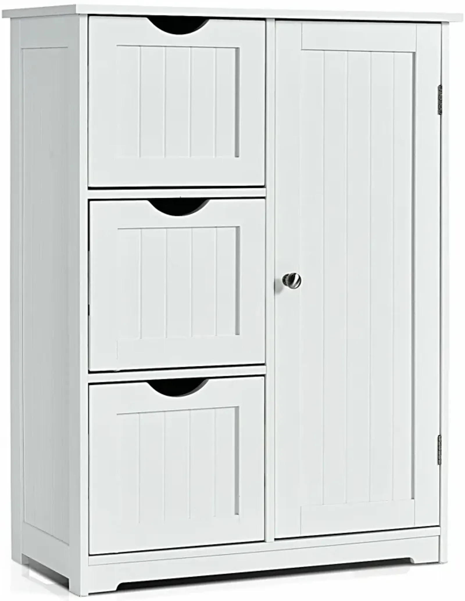 Bathroom Floor Cabinet Side Storage Cabinet with 3 Drawers and 1 Cupboard