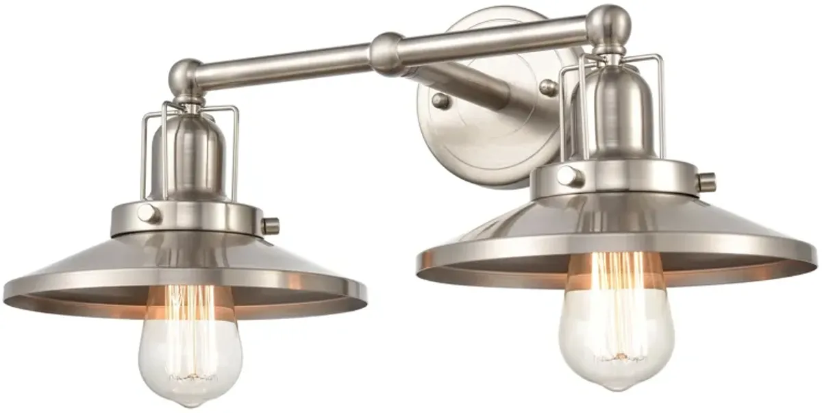 English Pub 18'' Wide 2-Light Nickel Vanity Light