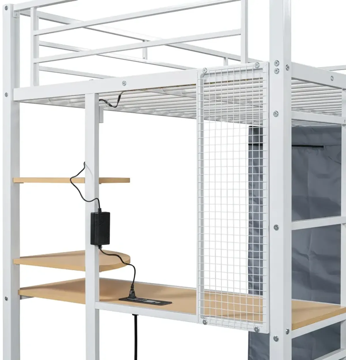 Merax Metal Loft Bed with Storage  and Wardrobe