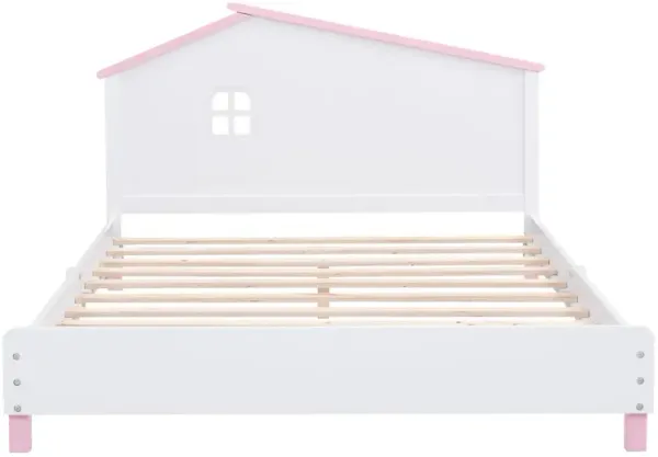 Streamdale Full Size Wood Platform Bed With House-Shaped Headboard
