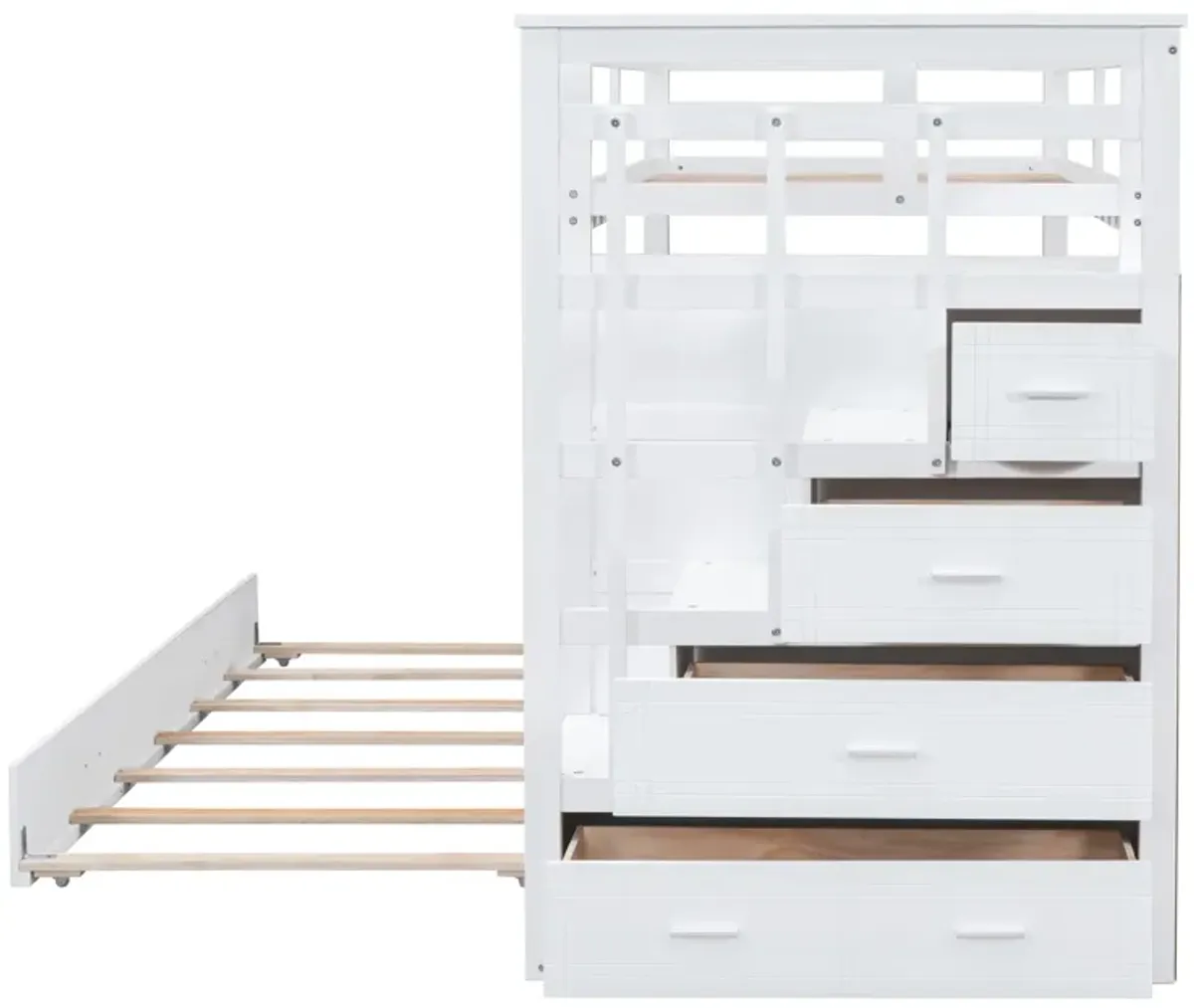 Merax Twin Over Twin Bunk Bed with Trundle and Staircase