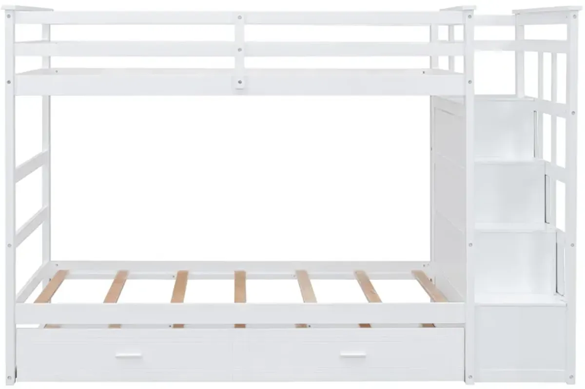 Merax Twin Over Twin Bunk Bed with Trundle and Staircase