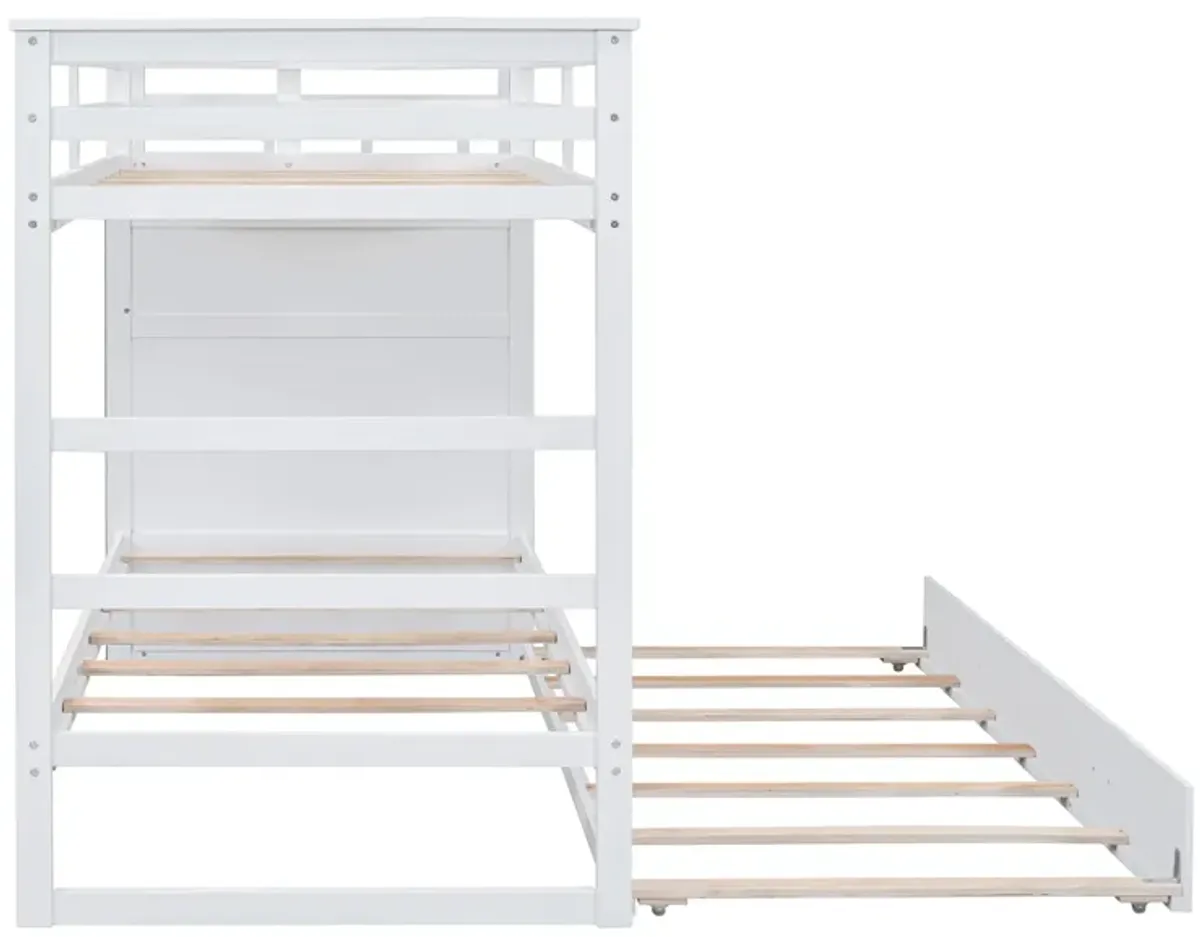 Merax Twin Over Twin Bunk Bed with Trundle and Staircase