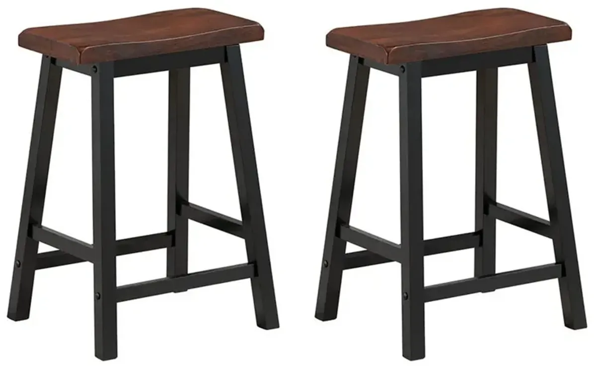 24 Inch Set of 2 Wood Counter Height Seat Stools for Kitchen Dining and Pub