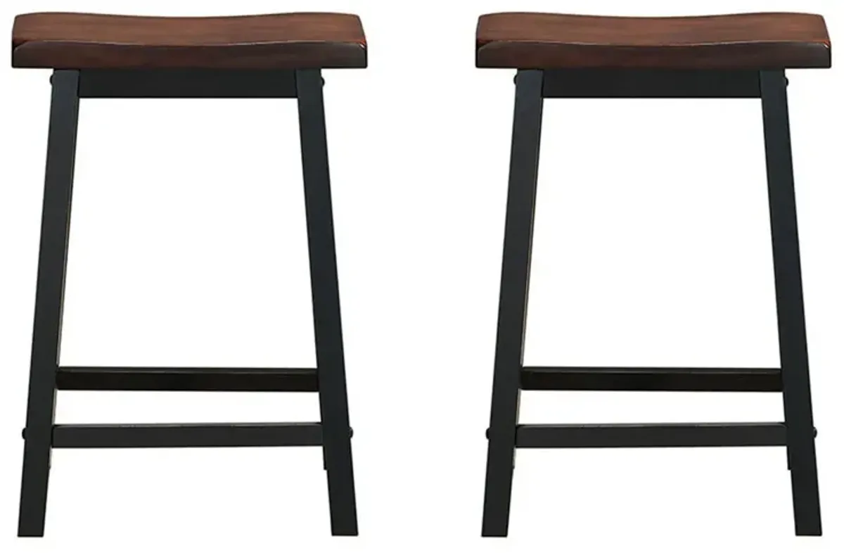 24 Inch Set of 2 Wood Counter Height Seat Stools for Kitchen Dining and Pub