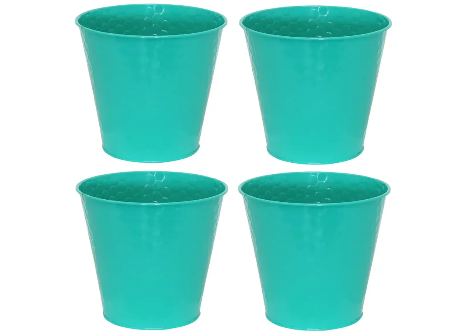 Sunnydaze Set of 4 Steel Buckets with Hexagon Pattern