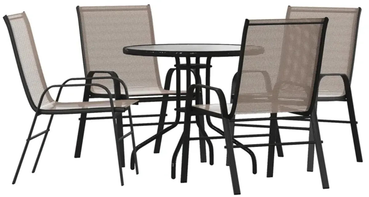 31.5" Round Black Patio Set