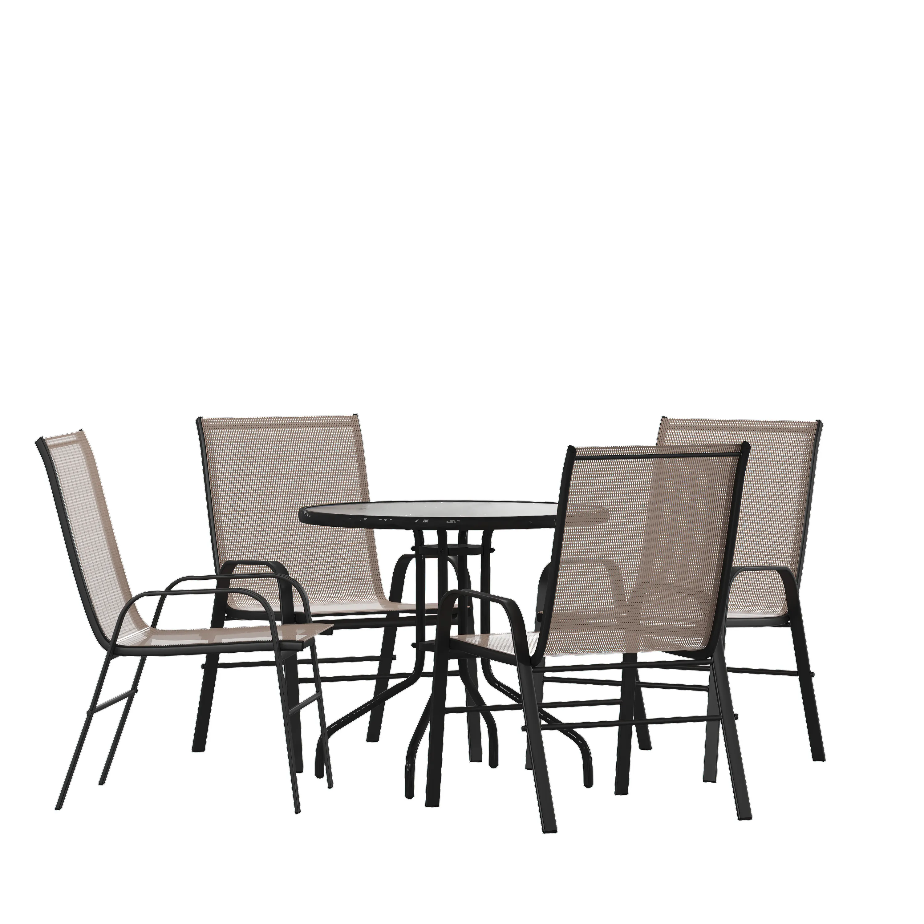 31.5" Round Black Patio Set