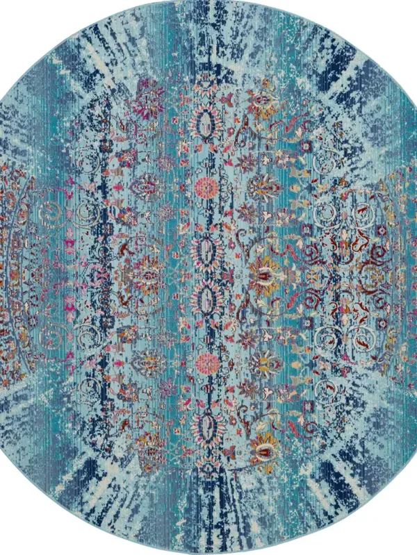 Vintage Kashan VKA02 Blue 6' x Round Rug