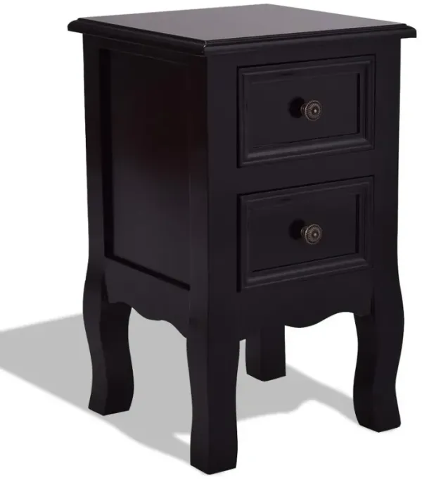 Wooden 2-Drawer Accent End Table Nightstand