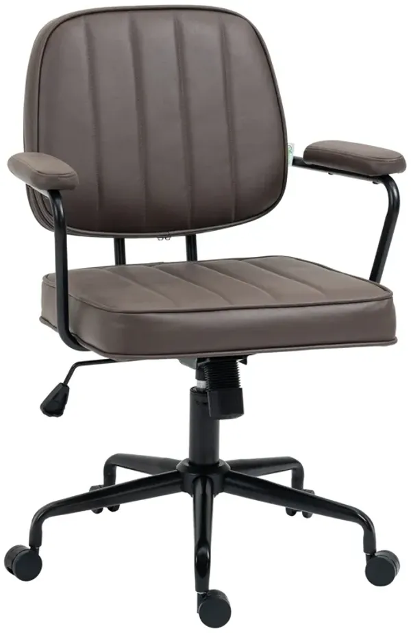 Light Brown Task Chair: Microfiber Office Chair with 360° Swivel