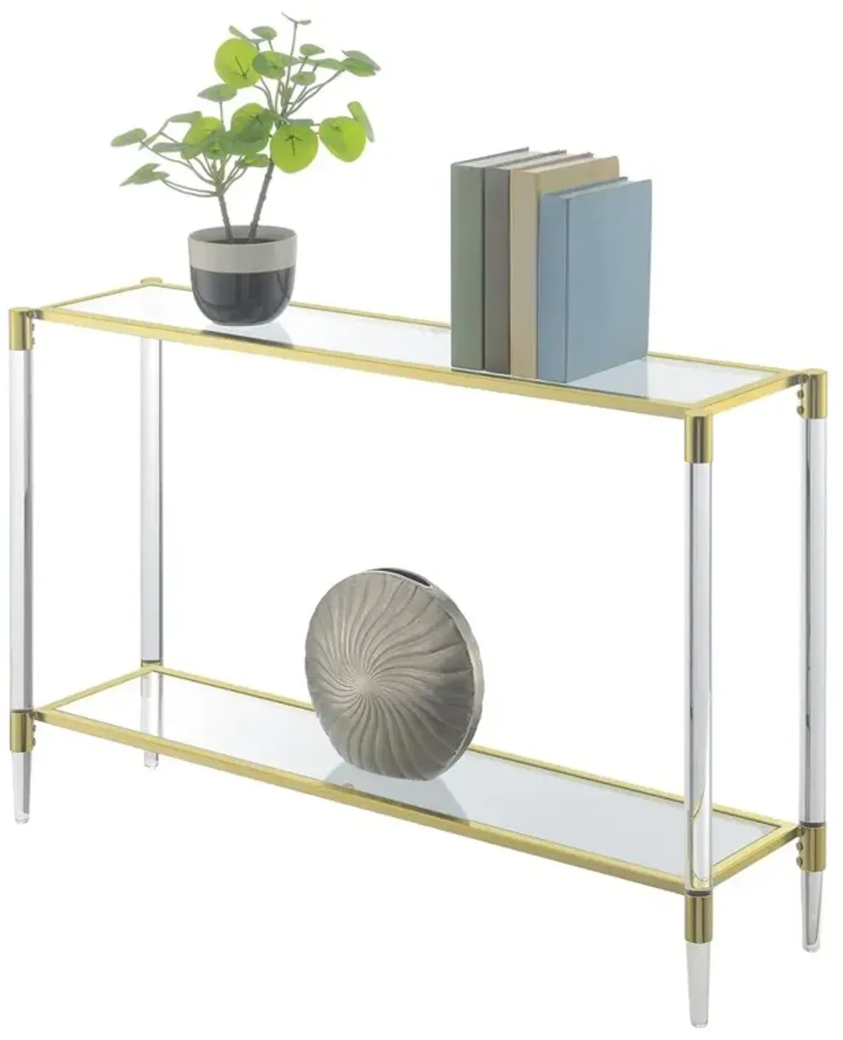 Convenience Concepts Royal Crest 2 Tier Acrylic Glass Console Table