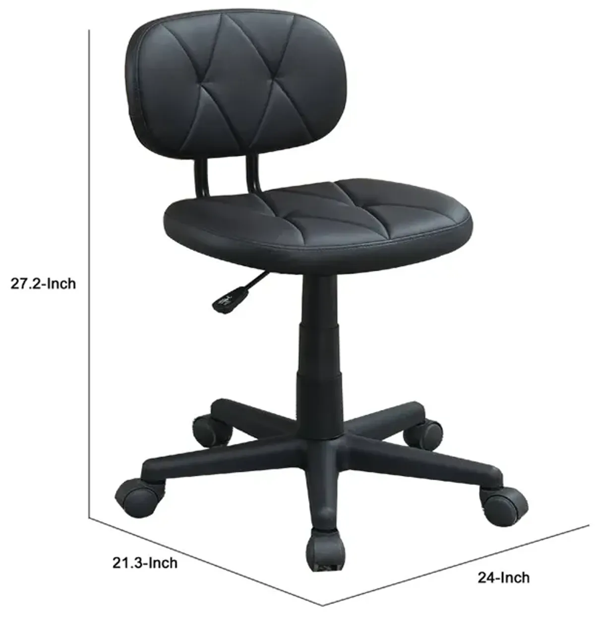 Office Chair with Adjustable Height and Diamond Stitch, Black-Benzara