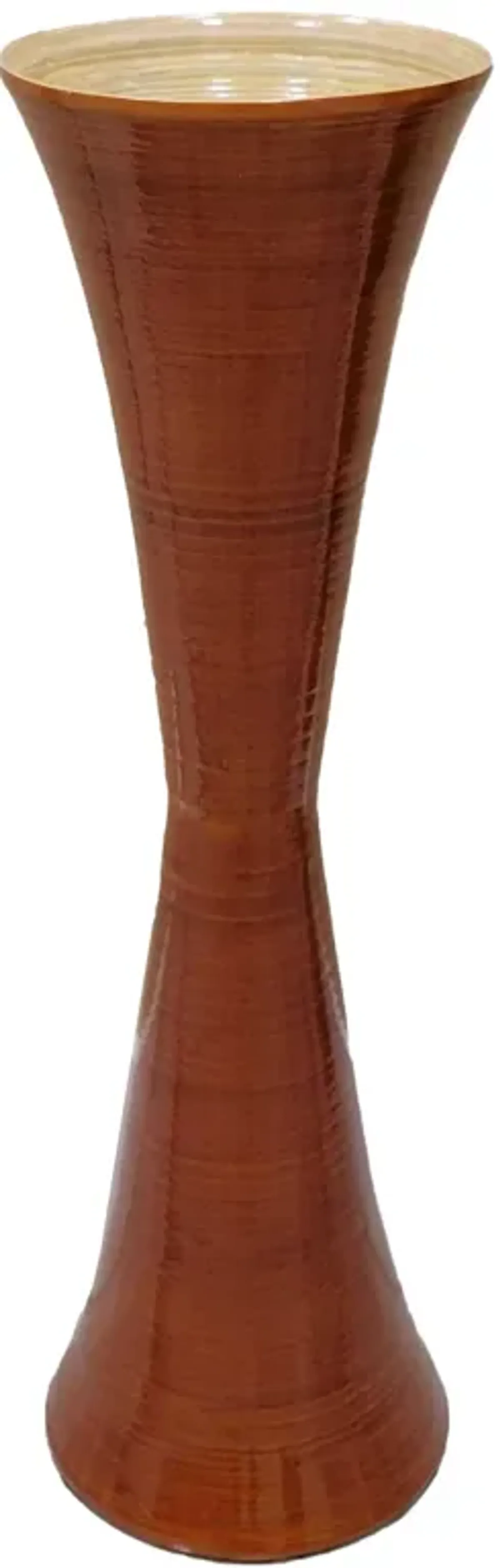 Decorative Modern Bamboo Display Floor Vase Hourglass Shape, 27 Inch Natural
