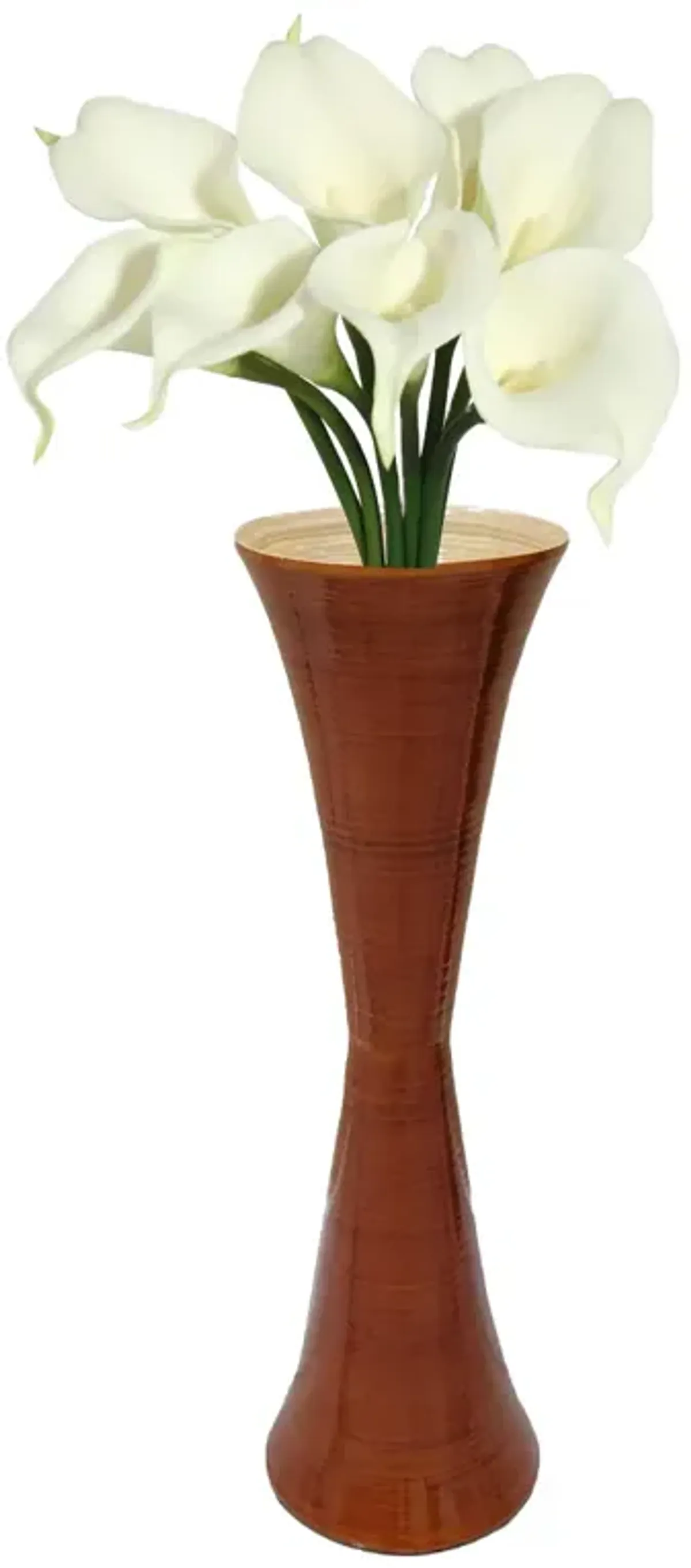 Decorative Modern Bamboo Display Floor Vase Hourglass Shape, 27 Inch Natural