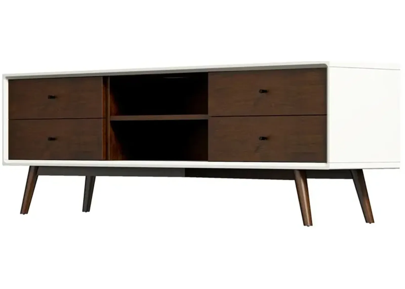 Ashcroft Furniture Co Caroline Mid Century Modern Style Walnut TV Stand up to 72