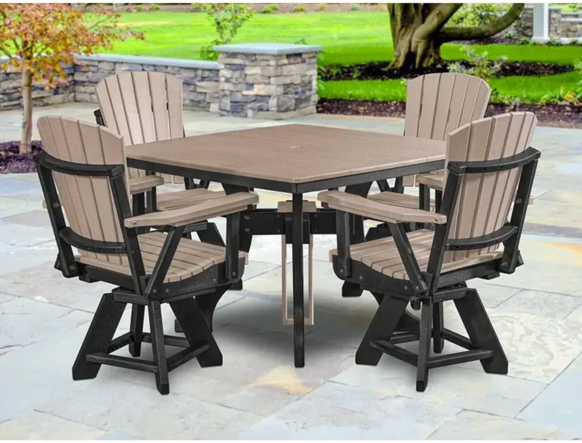 American Furniture Classics Dining Height Square Table in Weatherwood with a Black Base