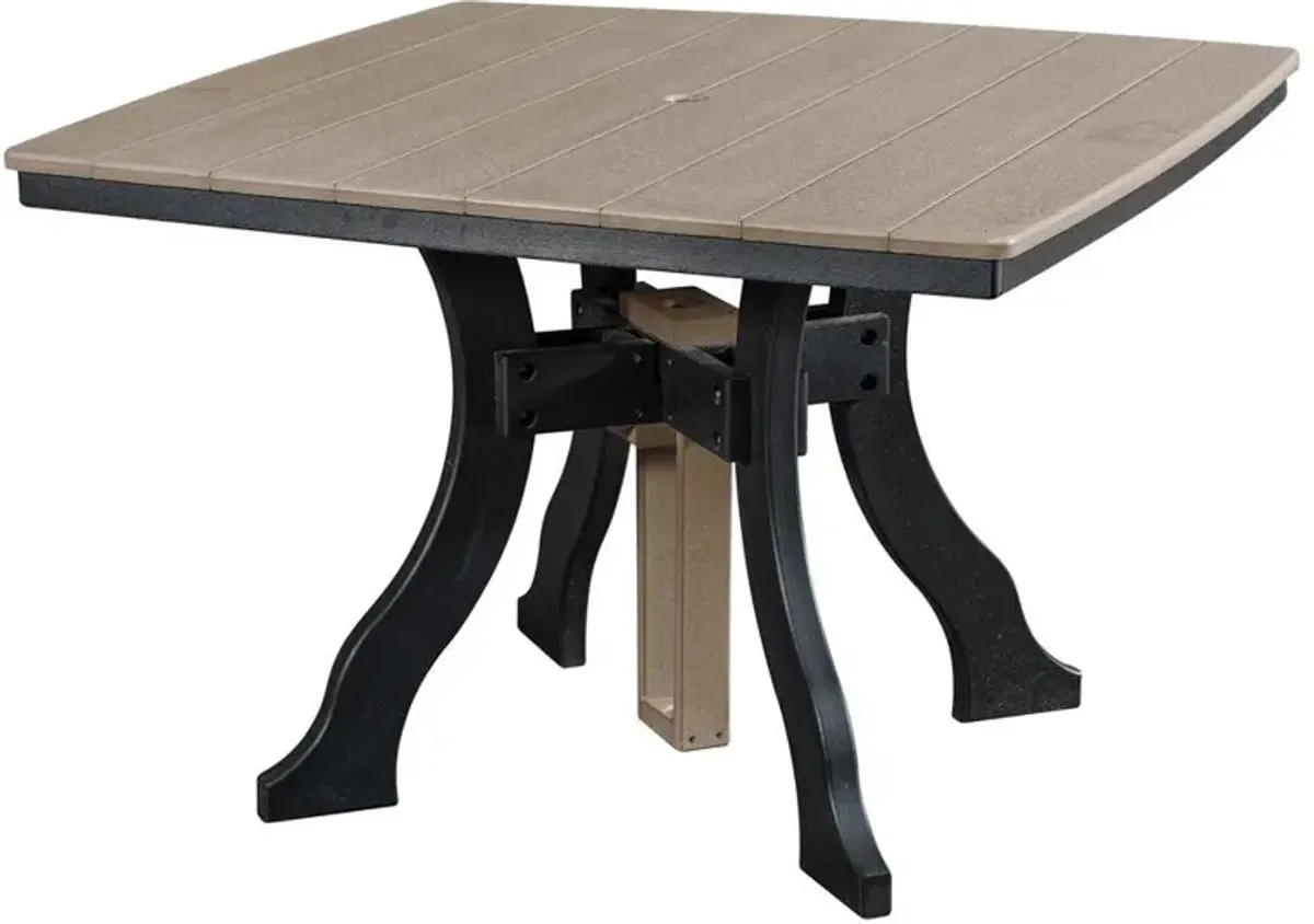 American Furniture Classics Dining Height Square Table in Weatherwood with a Black Base