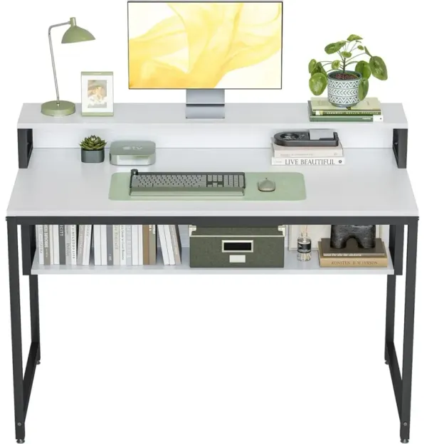 47'' Office Writing Computer Desk with Storage Shelf - Home Laptop Gaming Table