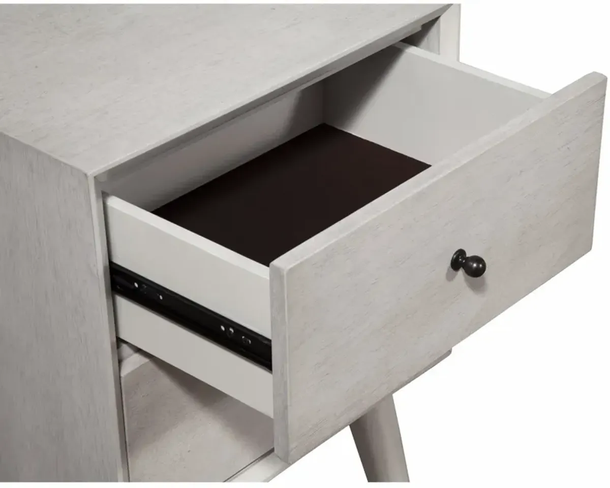 Homezia Gray Century Modern Wood 2 Drawer Nightstand