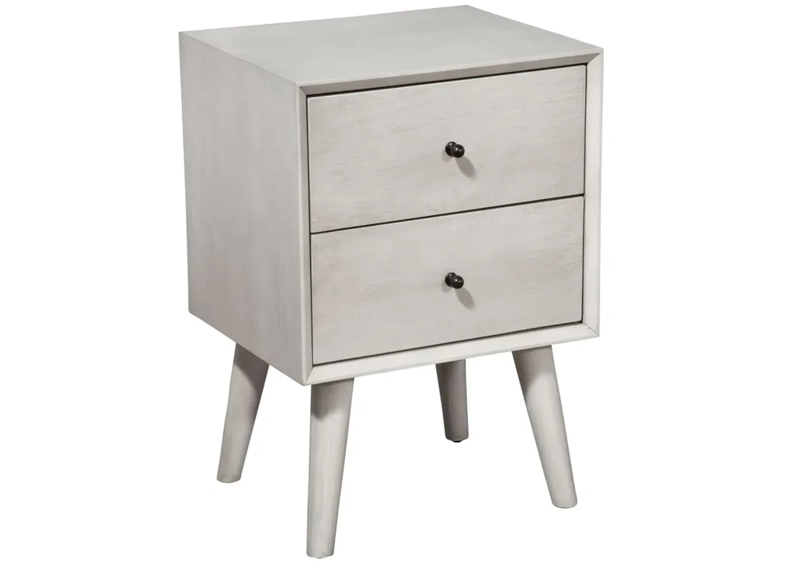 Homezia Gray Century Modern Wood 2 Drawer Nightstand