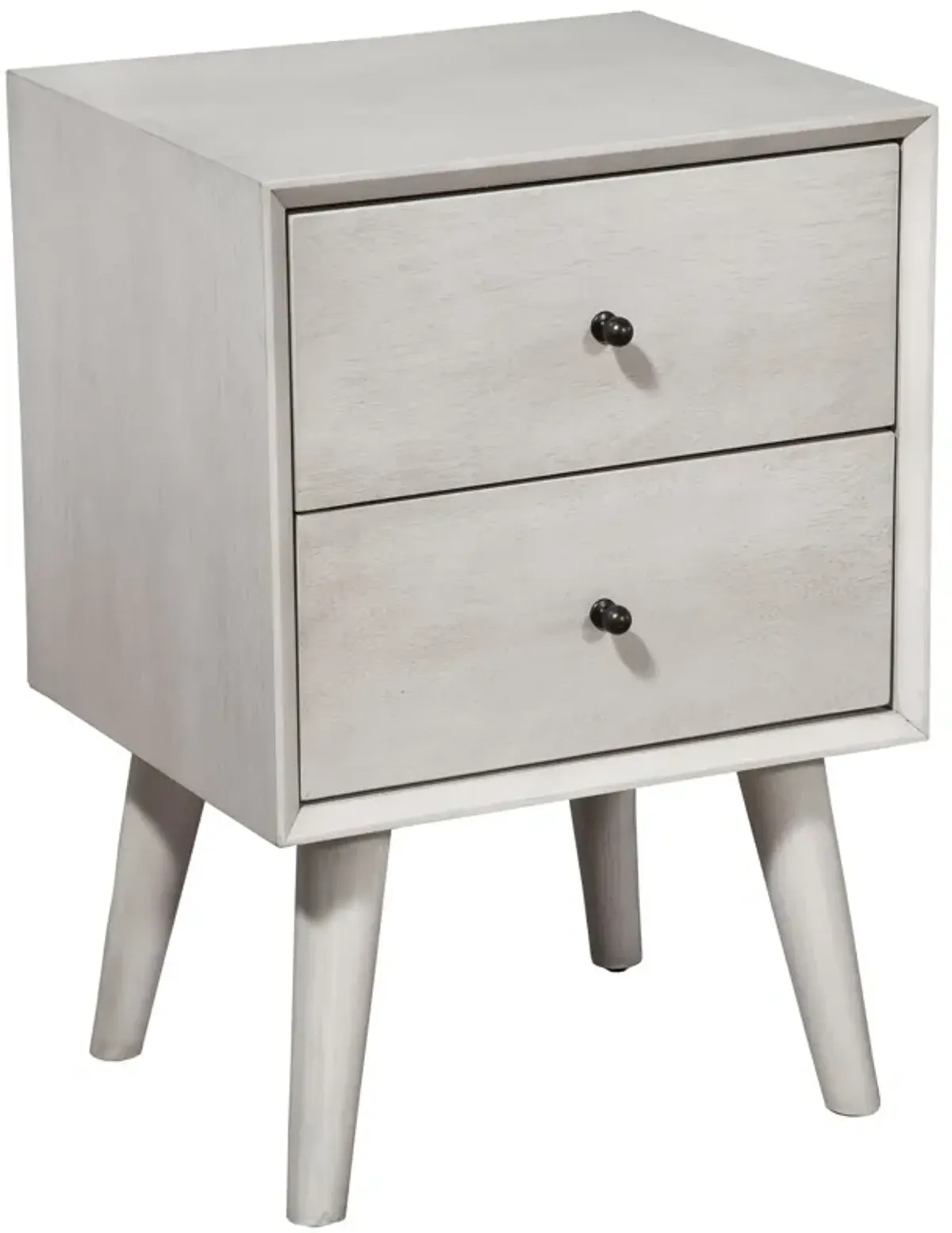 Homezia Gray Century Modern Wood 2 Drawer Nightstand