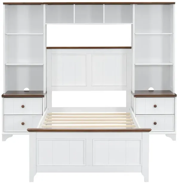 Merax Platform Bed with All-In-One 2 Nightstand Bookcase