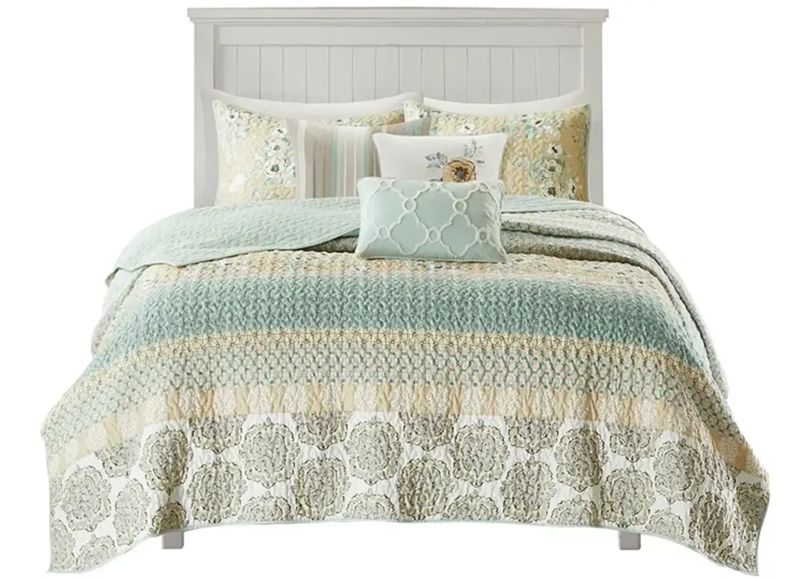 Gracie Mills Alvarado 6-Piece Reversible Cotton Quilt Set with Throw Pillows