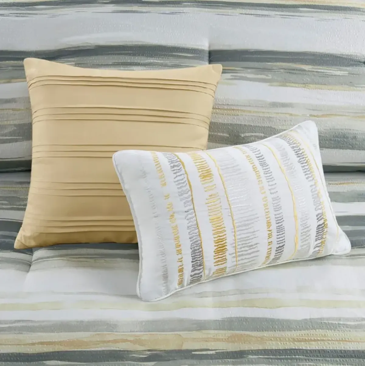 Gracie Mills Javier 8-Piece Tranquil Seersucker Stripe Comforter and Quilt Set Collection