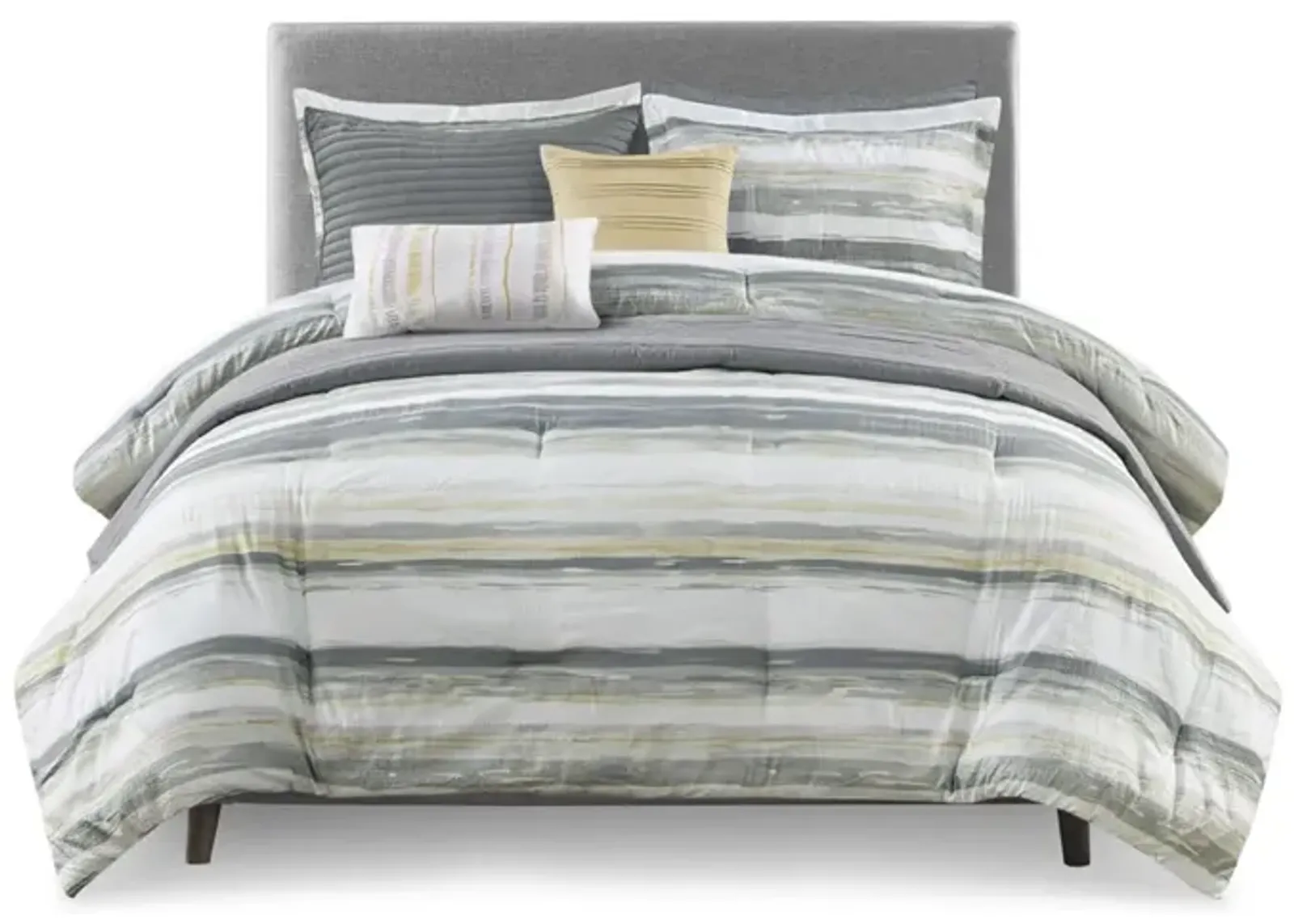 Gracie Mills Javier 8-Piece Tranquil Seersucker Stripe Comforter and Quilt Set Collection