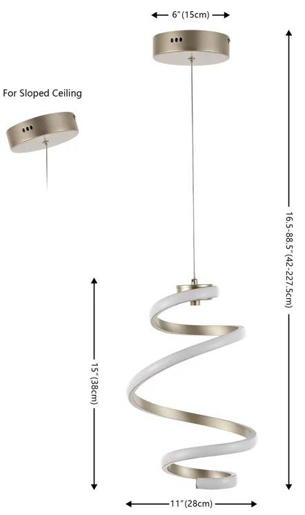 Whirl 11" 1-Light Modern Minimalist Aluminum/Iron Abstract Integrated LED Pendant, Silver