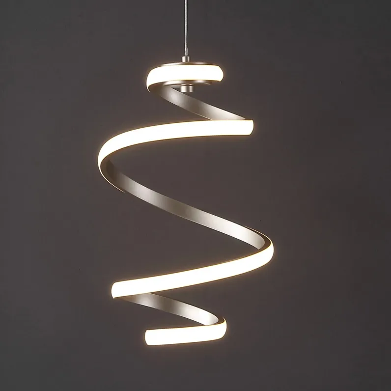 Whirl 11" 1-Light Modern Minimalist Aluminum/Iron Abstract Integrated LED Pendant, Silver