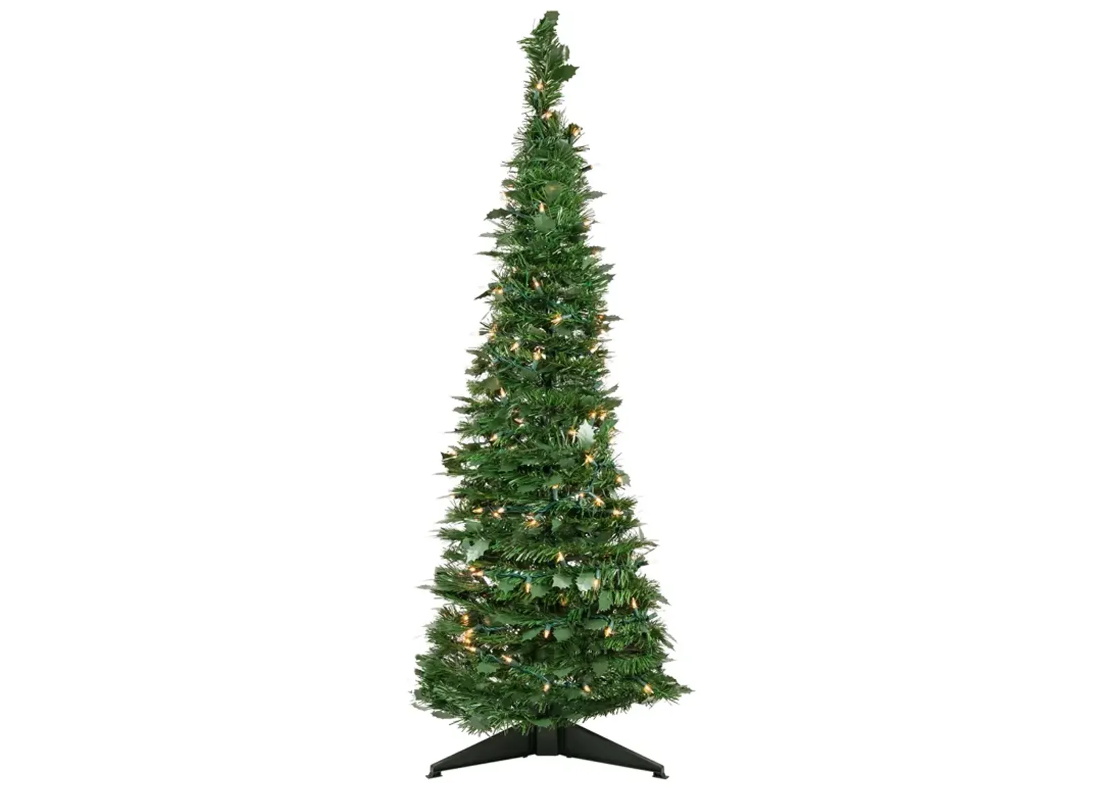 4' Pre-Lit Green Tinsel Pop-Up Artificial Christmas Tree  Clear Lights