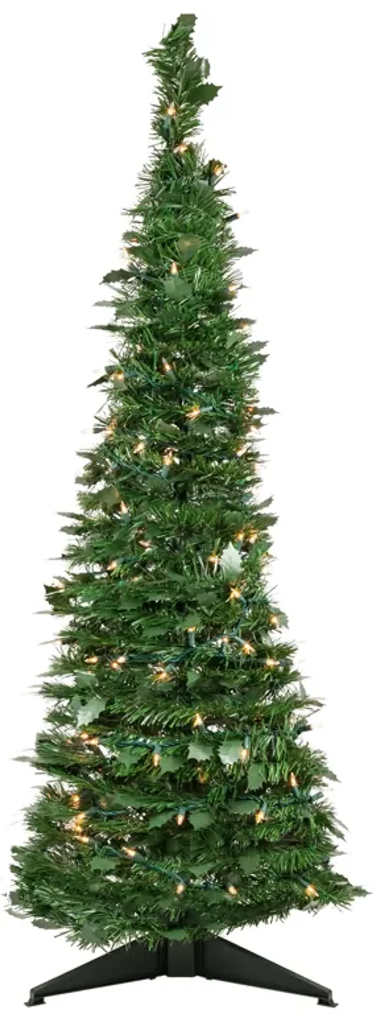 4' Pre-Lit Green Tinsel Pop-Up Artificial Christmas Tree  Clear Lights