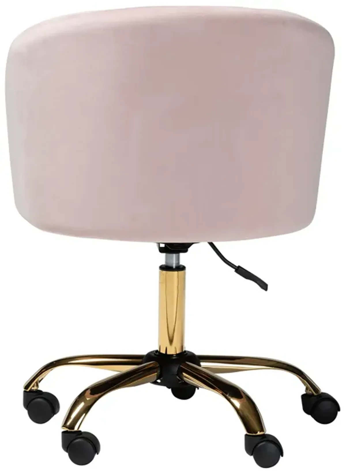 Baxton Studio Ravenna and Luxe Blush Pink Velvet Fabric and Gold Metal Swivel Office Chair