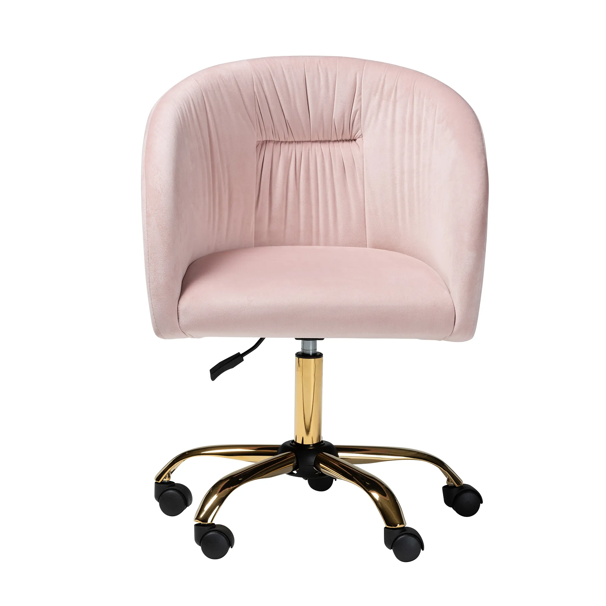 Baxton Studio Ravenna Contemporary Glam and Luxe Blush Pink Velvet Fabric and Gold Metal Swivel Office Chair