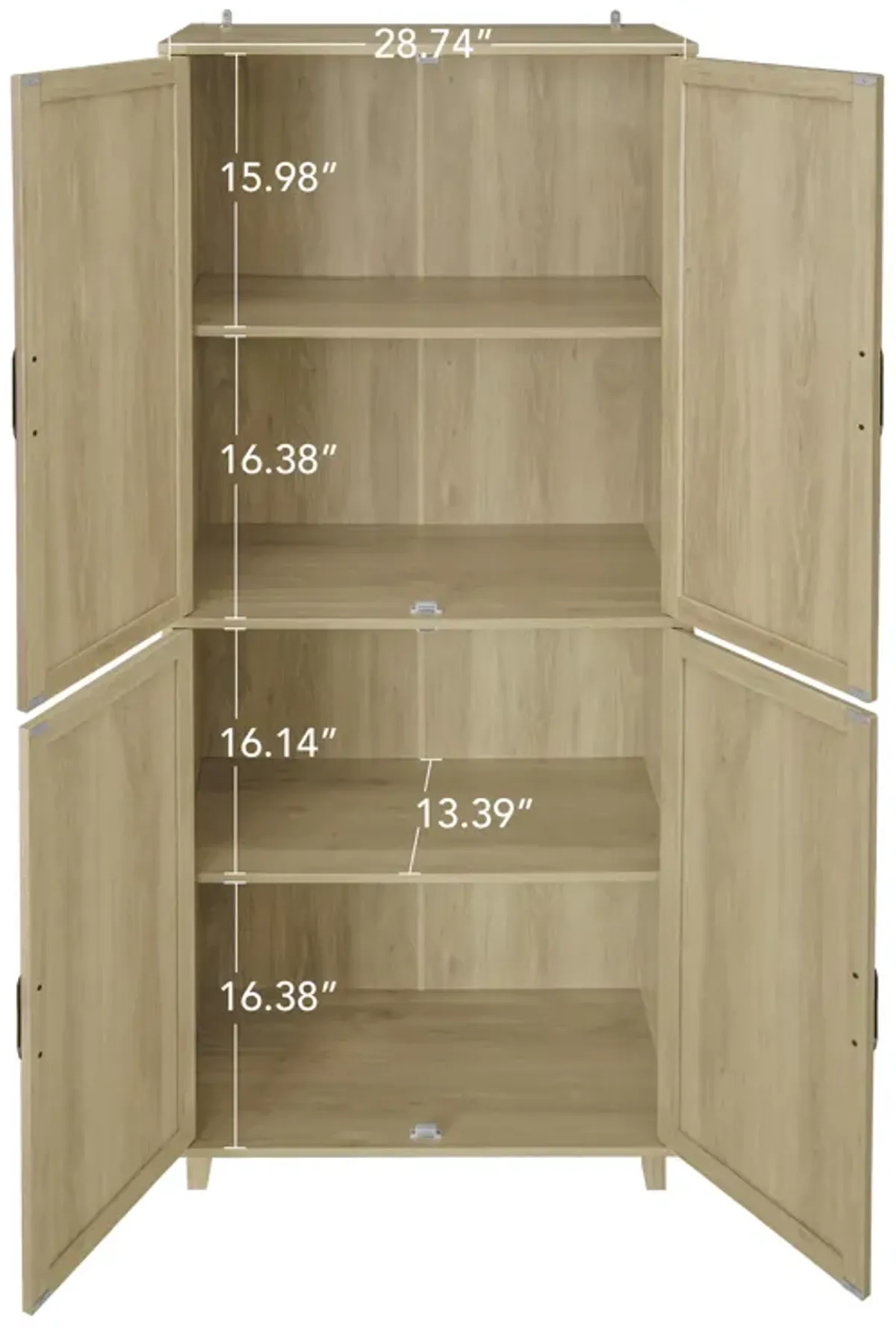 Rattan Pantry Cabinet with 4 Rattan Doors & 4 Inner Shelves, Tall Storage Pantry Cabinet, 70" Kitchen Storage Cabinets, Versatile Storage for Living Room, Dinning Room, Utility Room (Natural)