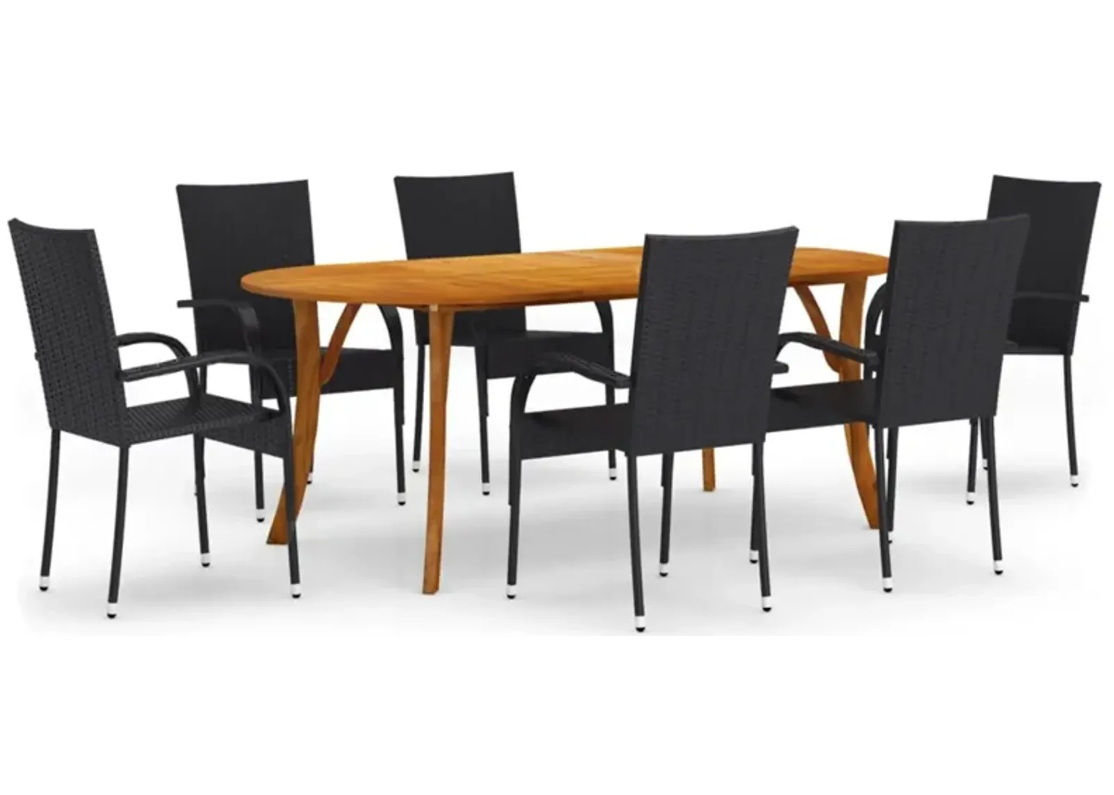 vidaXL 7 Piece Garden Dining Set Black