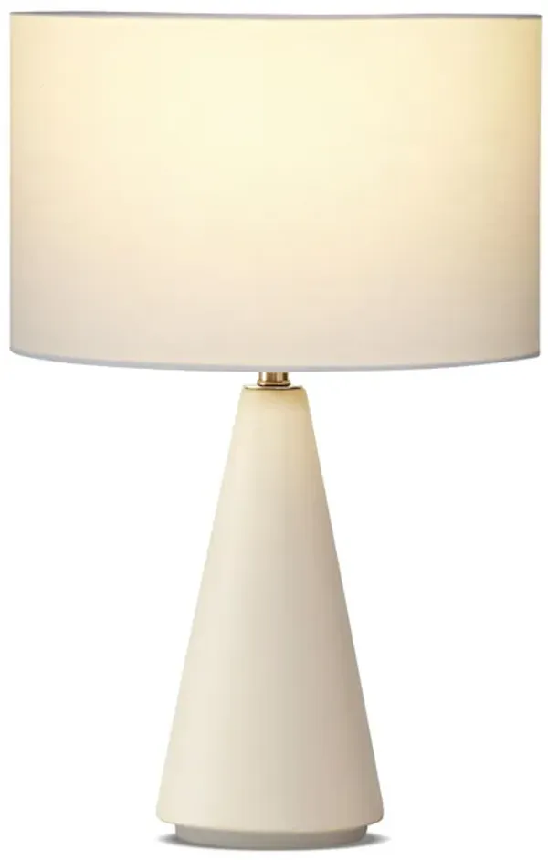 Brightech Nathaniel Cement LED Table Lamp - Sleek Minimalist Design with Cream Cotton Drum Shade - Eco-Friendly, Energy-Efficient Light for Urban and Coastal Decor
