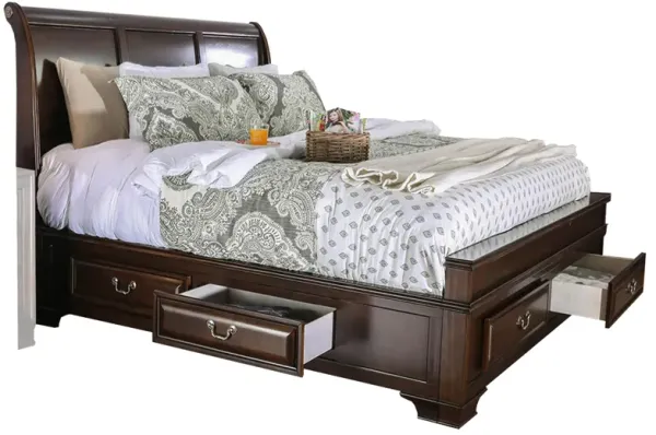 Eastern King Size Bed with 6 Drawers, Brown - Benzara