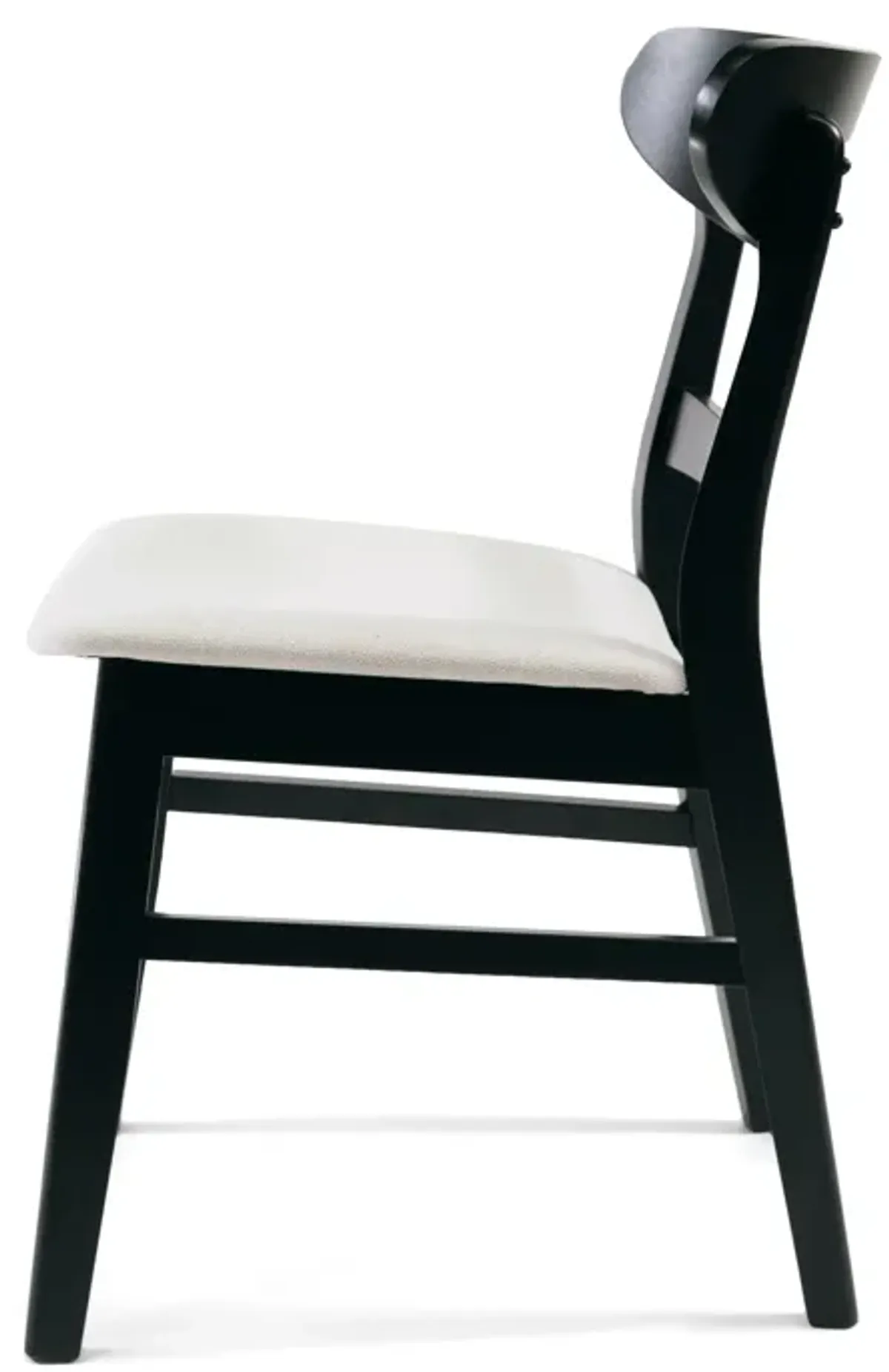 Cole Dining Chair Set of 2, Curved Open Back, Beige Padded Seat, Black - Benzara