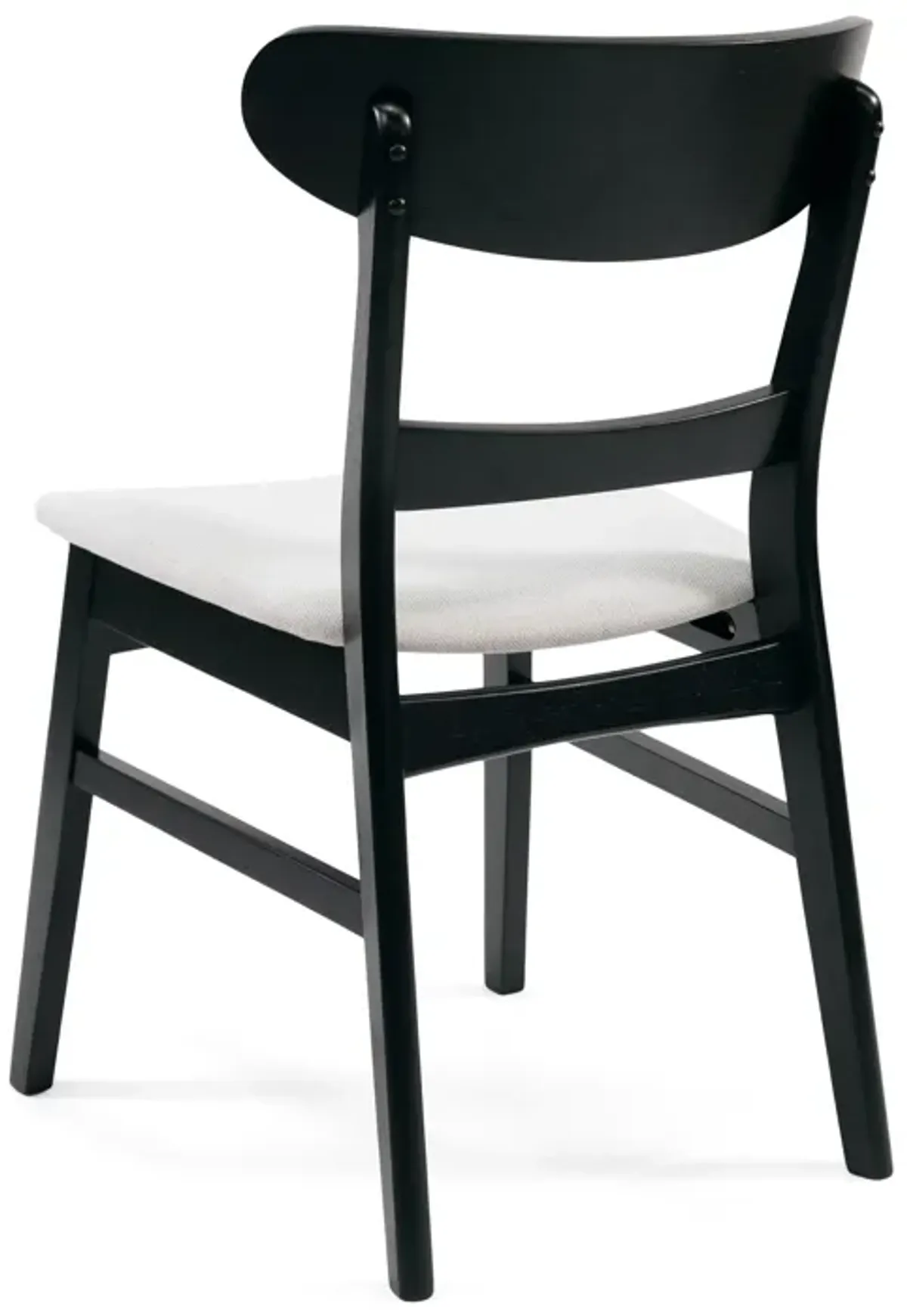 Cole Dining Chair Set of 2, Curved Open Back, Beige Padded Seat, Black - Benzara