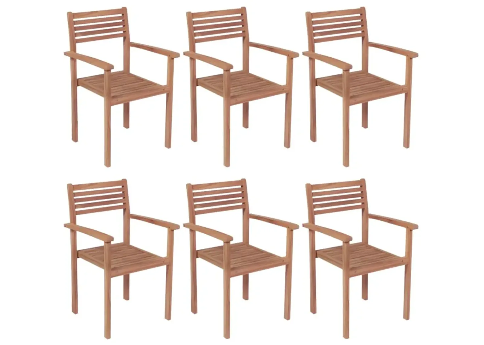 vidaXL Stackable Garden Chairs 6 pcs Solid Teak Wood