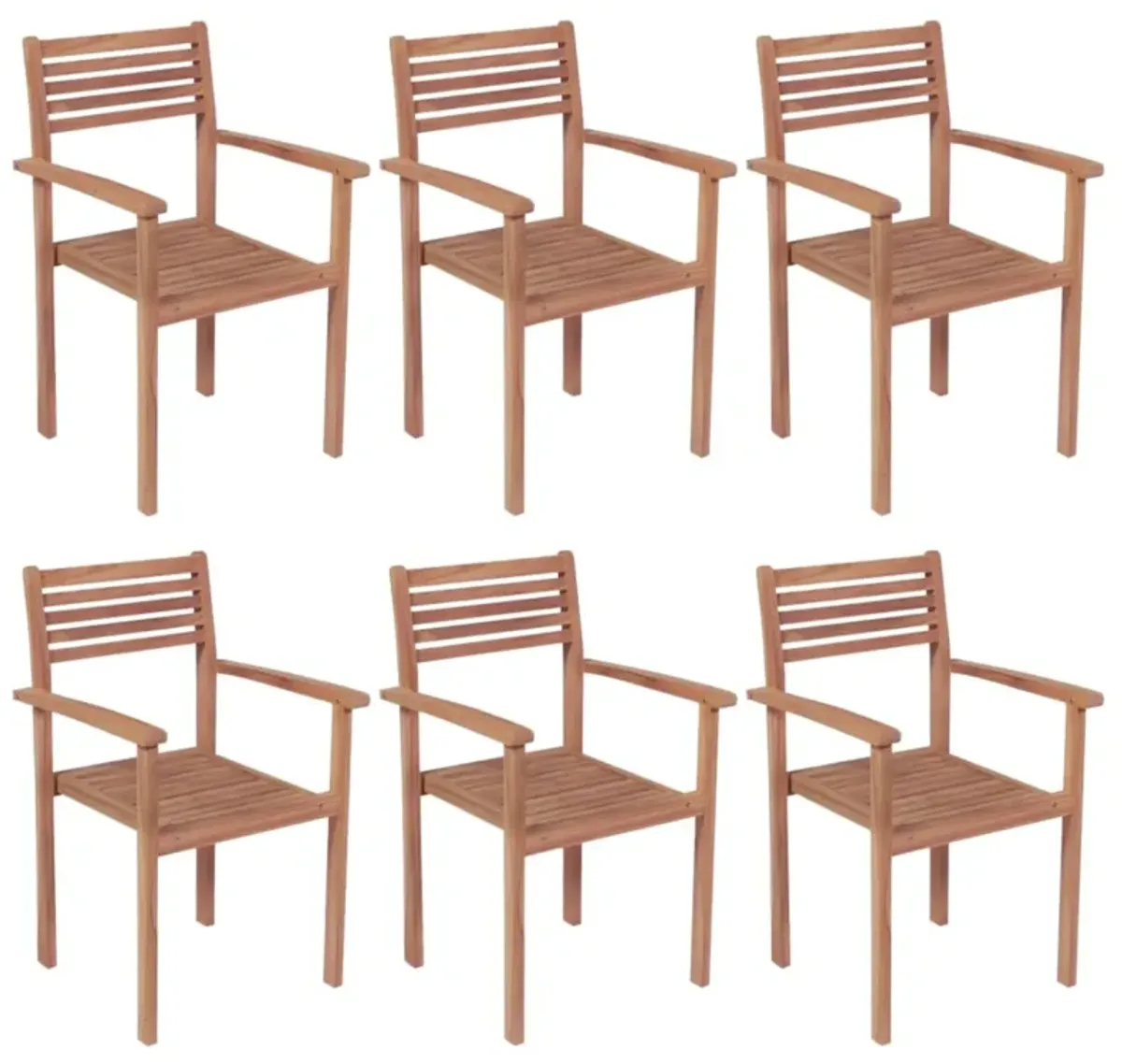 vidaXL Stackable Garden Chairs 6 pcs Solid Teak Wood